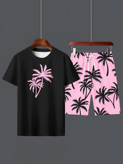 2025 Latest Hot T-shirt Set 3D  Vacation Style Trendy Various Elements Fashionable Street Men's Set Summer Top Shorts Breathable