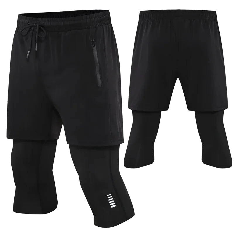 New Men Run Trouser 2 In 1 Double Layer Pant Tight Two Piece Running Training Gym Sweatpant With Pockets Running Trousers