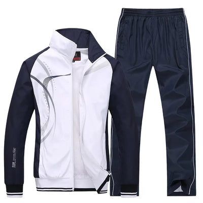Men's Set Spring Autumn Men Sportswear 2 Piece Sets Zipper Jacket+Pant Casual Print Fitness Jogging Male Sports Suit M-5XL