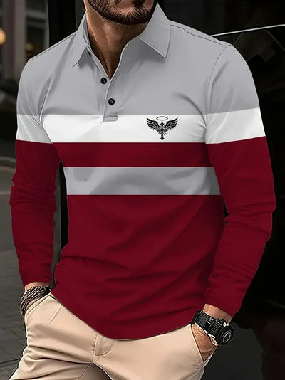 Classic minimalist striped long sleeved men's polo fashion autumn and winter casual golf oversized sport pullover men's Clothing
