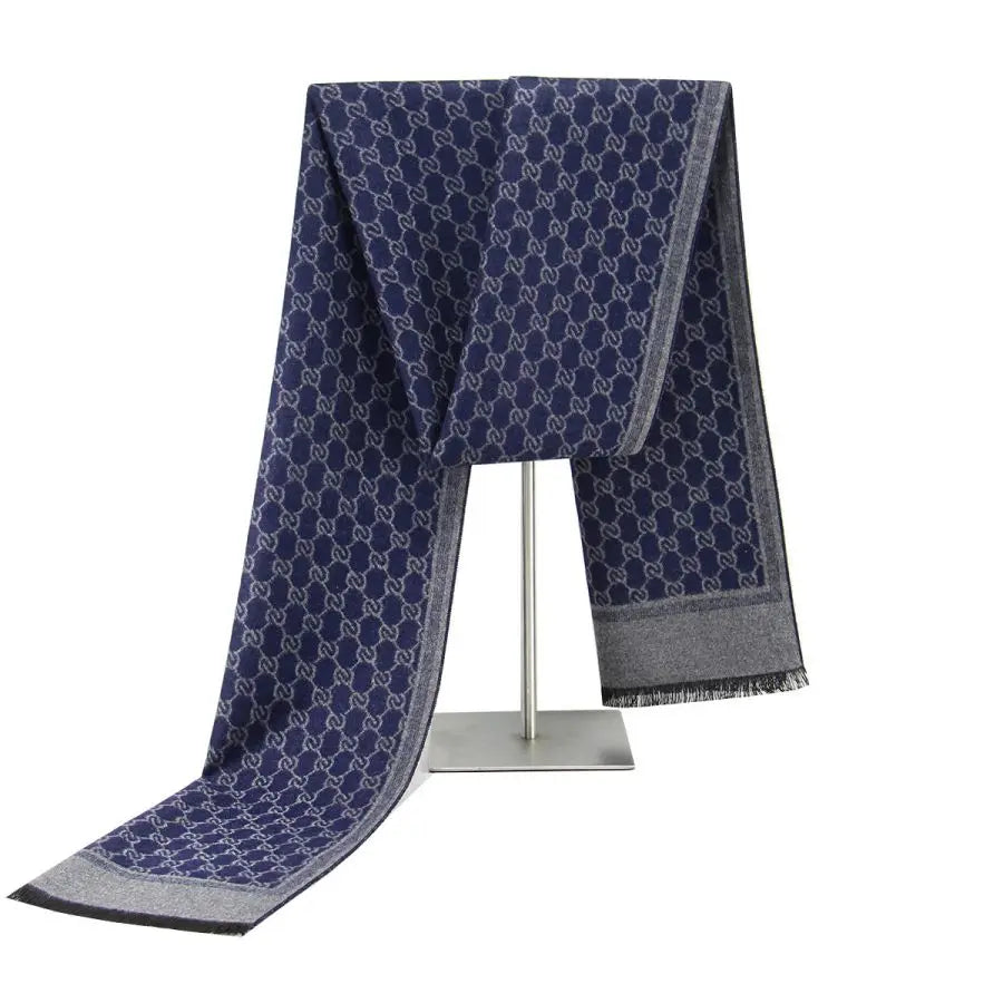 1pc Winter Scarf For Men Check Stripe Paisley Immitation Cashmere Elegant Jacquard Scarves Double Side Warm Windproof Neck Snood