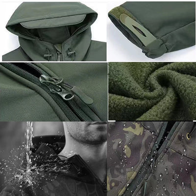 Men's Winter Waterproof Suit Hiking Tracksuit Set Softshell Jackets Camping Coat Tactical Pants Fishing Fleece Trousers