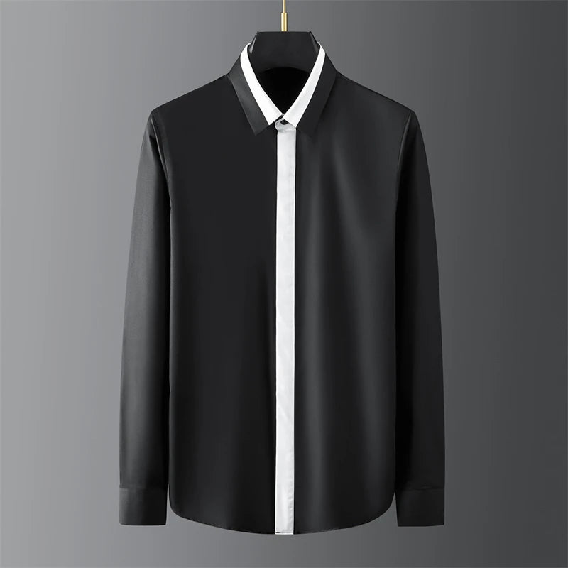 High-end men's shirt printed men's shirt long-sleeved lapel shirt daily outdoor shopping comfortable fabric large size xs-6xl