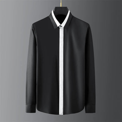 High-end men's shirt printed men's shirt long-sleeved lapel shirt daily outdoor shopping comfortable fabric large size xs-6xl