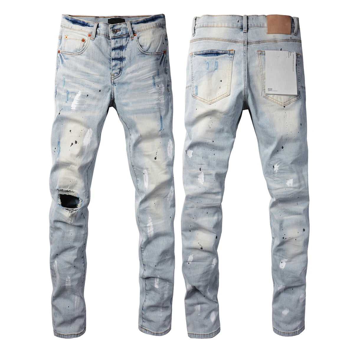 High Street Ripped Black American Jeans Paint Brand 9036 Pants for Women Fashionable Casual Torn Denim Skinnies