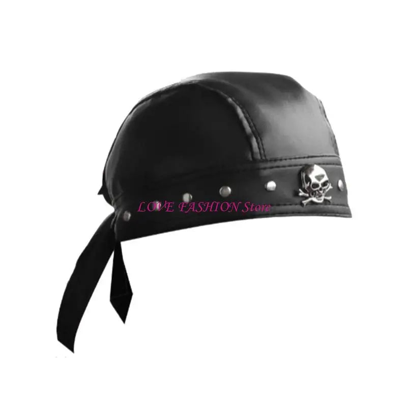Hip Hop Grunge Photo Props Skull Durag for Dating Photography Cabbie Headwear Rivet Studded Hat Y166