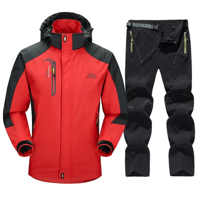 Outdoor Waterproof Hiking Jacket Sets Men Spring Breathable Hooded Coat Trekking Camping Climbing Quick-Drying Trousers Suit