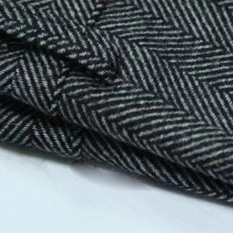 Autumn New Warm Wool Herringbone Casual Pants British Retro Woolen Loose Straight Pants for Men
