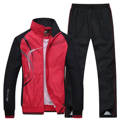 Men's Set Spring Autumn Men Sportswear 2 Piece Sets Zipper Jacket+Pant Casual Print Fitness Jogging Male Sports Suit M-5XL