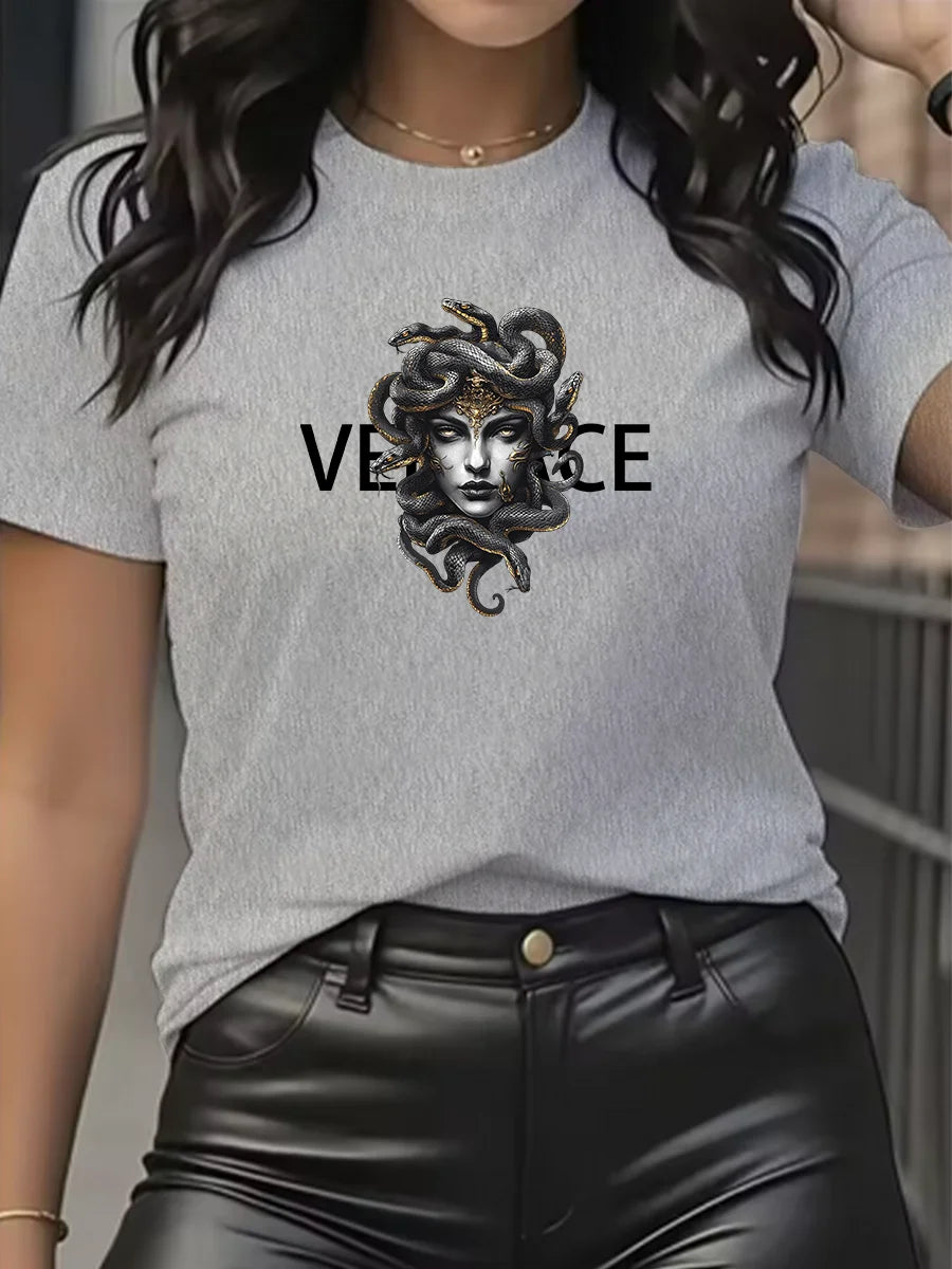 New Women's Luxury T-shirt High quality cotton casual T-shirt Summer Women's designer short sleeve retro trendy T-shirt T-shirt