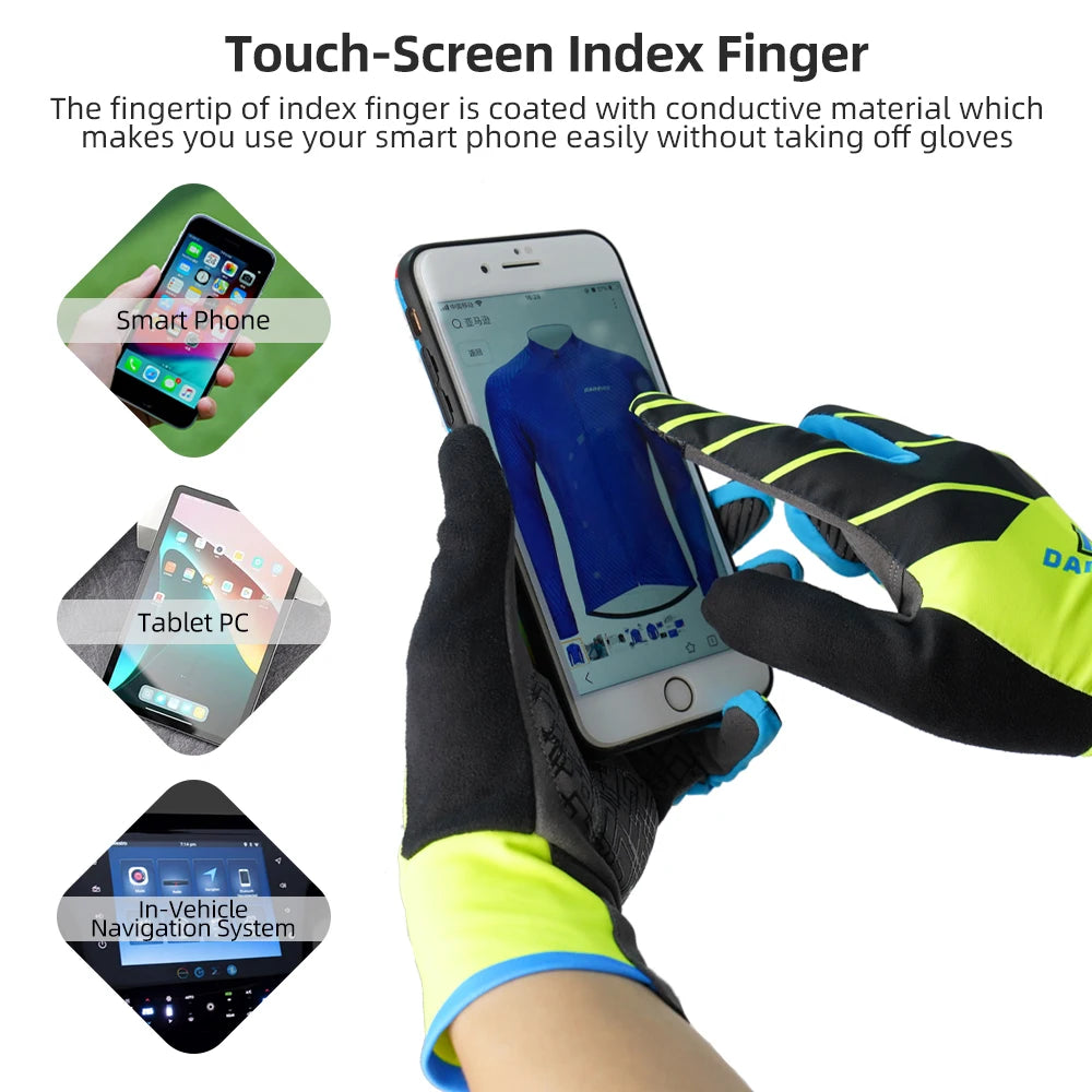 DAREVIE Full Long Cycling Gloves Screen Touch Finger Bike Gloves Shockproof Pad Biking Gloves Long Waist Breathable Biking Glove