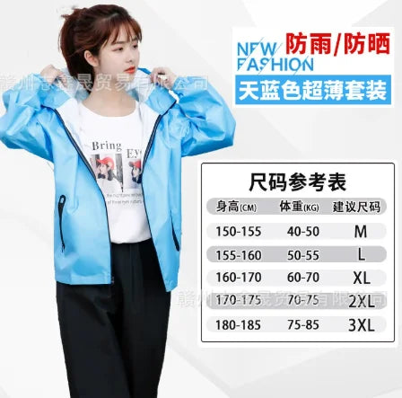 Summer Ultra Thin Raincoat Suit Waterproof Men's Women's Motorcycle Rain Coat Fishing Hiking Rainwaer Travel Outdoor Rain Gear