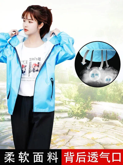 Summer Ultra Thin Raincoat Suit Waterproof Men's Women's Motorcycle Rain Coat Fishing Hiking Rainwaer Travel Outdoor Rain Gear