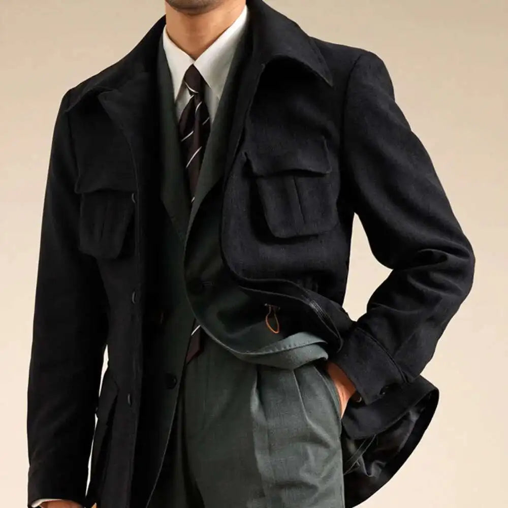 Luxury Italian Fashion Lapel Top Male Trench Coat Jacket Men Casual Office Jacket Men's Business Versatile Senior Mantel Wolle