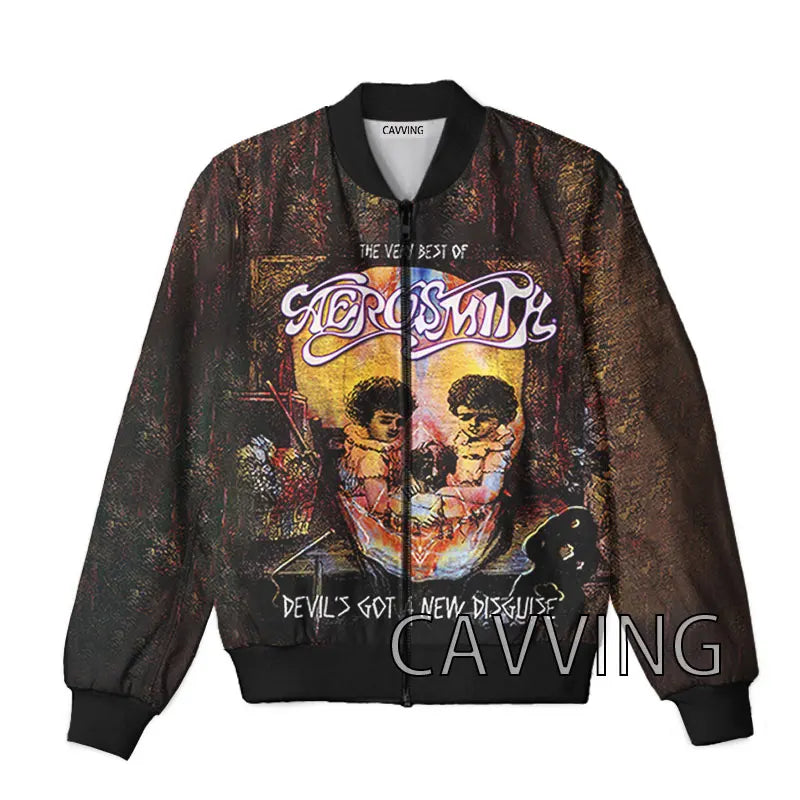 New Fashion Women/Men's 3D Print  Aerosmith Band  Zipper Bomber Jackets Men Overcoat Mens Coat Zip Up Jackets  01