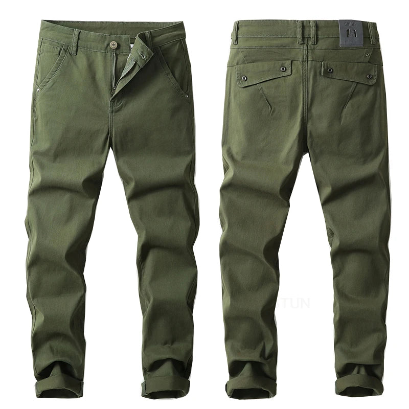 KSTUN Business Casual Pants For Men Cotton Stretch Straight Regular Fit High Quality Brand Men's Clothing Male Trousers Big Size