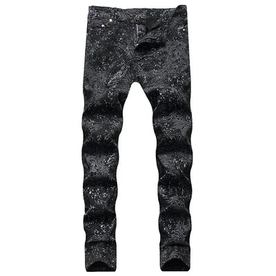 2023 New  Casual Mens Cotton Jeans Elastic Slim Skinny White Camouflage Printing Jeans Male Thin Denim Pants Vaqueros Hombre
