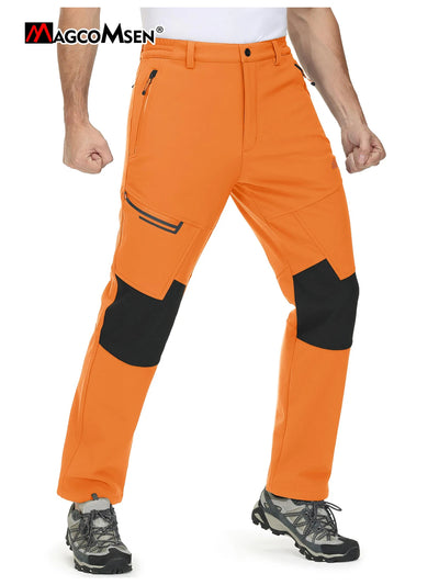 MAGCOMSEN Softshell Ski Pants Mens Winter Warm Fleece Lined Snow Trousers Waterproof Windproof Hiking Outdoor Thermal Pants