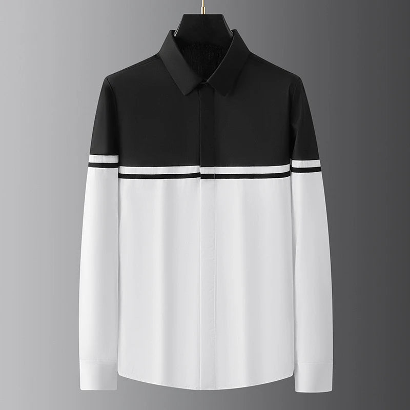 High-end men's shirt printed men's shirt long-sleeved lapel shirt daily outdoor shopping comfortable fabric large size xs-6xl