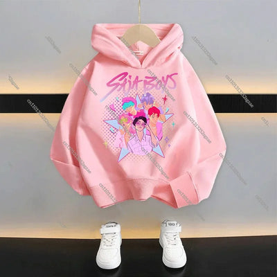 New 2025 KPop Demon Hunters Kids Hoodie: Cartoon Character Hooded Sweatshirt For Boys & Girls Casual Comfy Top