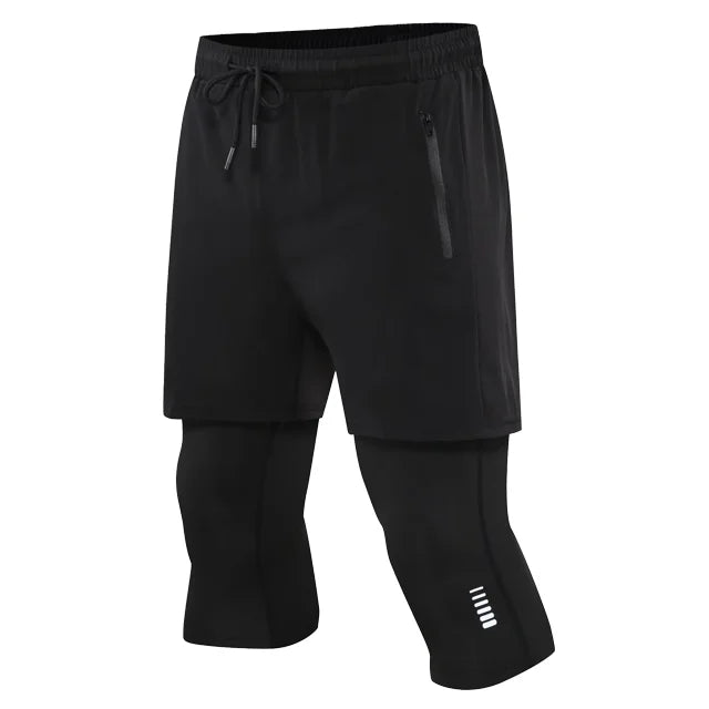 New Men Run Trouser 2 In 1 Double Layer Pant Tight Two Piece Running Training Gym Sweatpant With Pockets Running Trousers