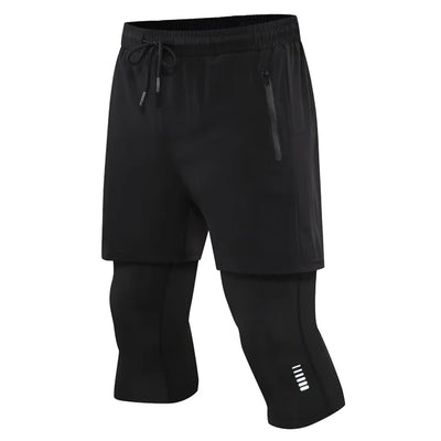 New Men Run Trouser 2 In 1 Double Layer Pant Tight Two Piece Running Training Gym Sweatpant With Pockets Running Trousers