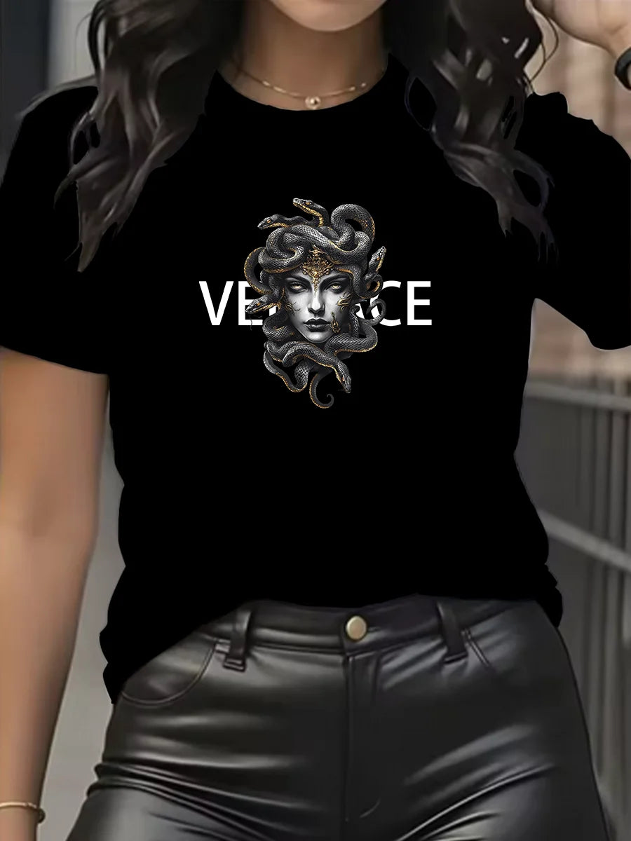 New Women's Luxury T-shirt High quality cotton casual T-shirt Summer Women's designer short sleeve retro trendy T-shirt T-shirt