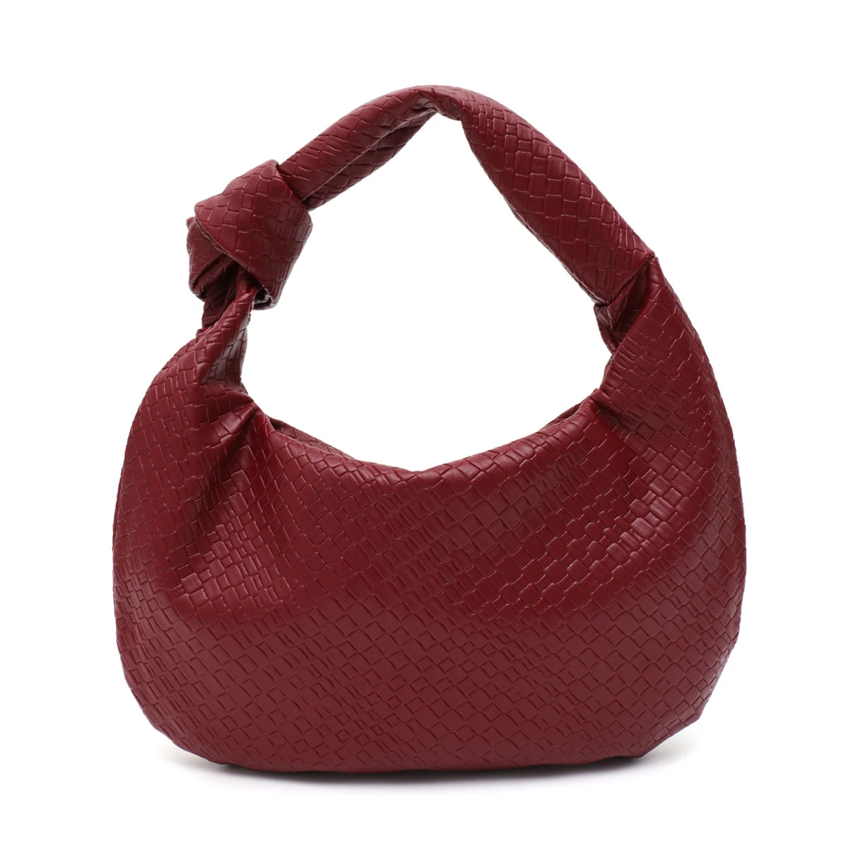 CEZIRA Women Classic Fashion Woven Embossed Hobo Soft PU Vegan Leather Knotted Strap Small Top-handle Shoulder Bag Casual Daily