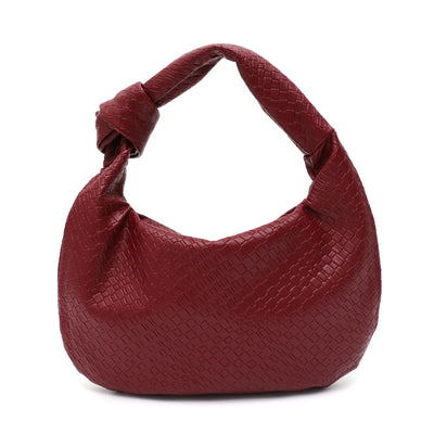 CEZIRA Women Classic Fashion Woven Embossed Hobo Soft PU Vegan Leather Knotted Strap Small Top-handle Shoulder Bag Casual Daily