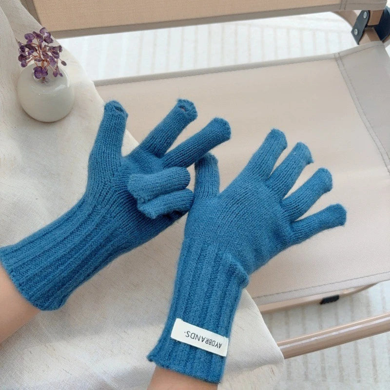 4-11Y Children's Gloves Versatile Boys Girls Split Finger Gloves with Hole Touchable Screen Autumn Winter Baby Knitted Glove