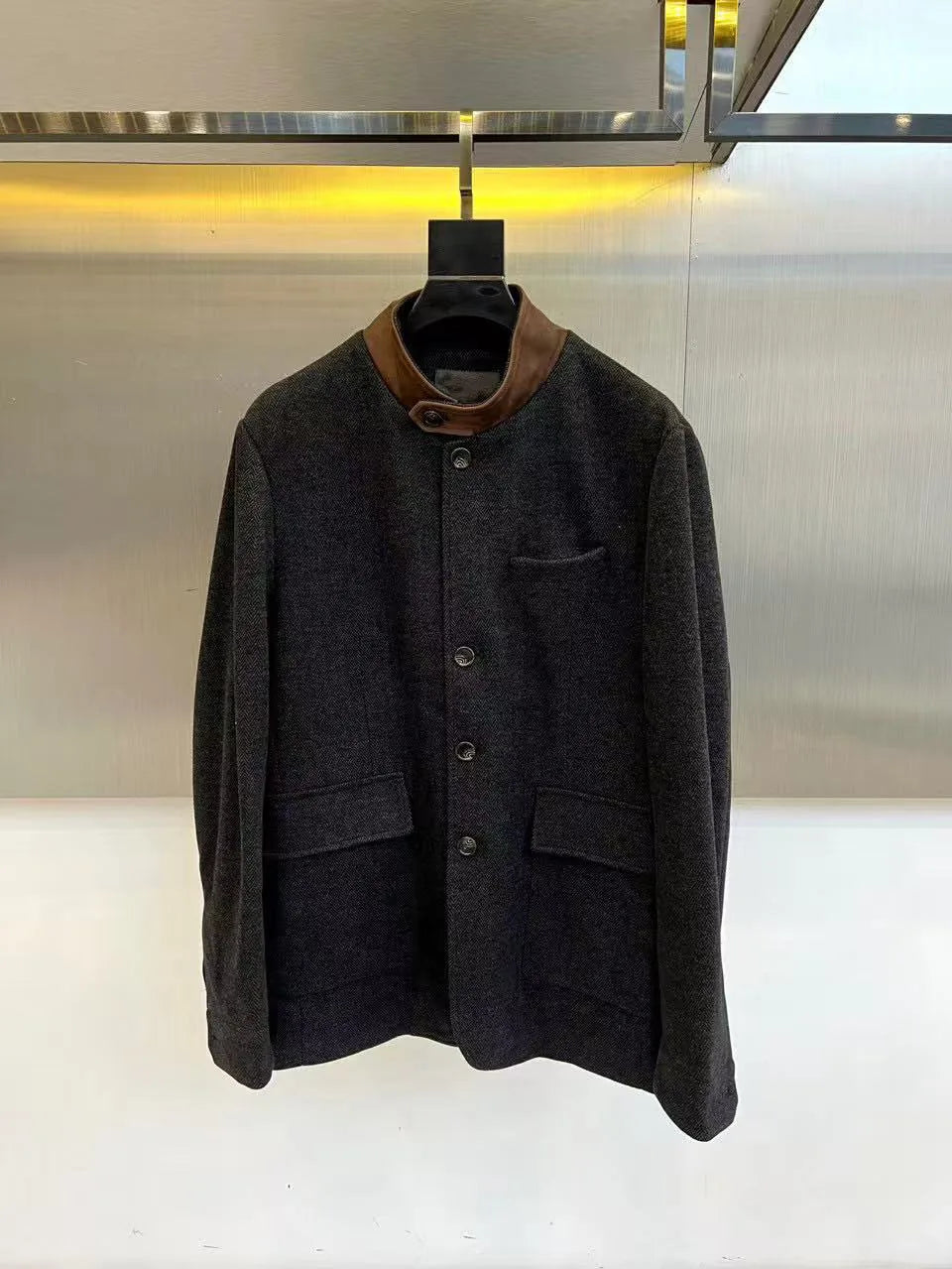 Italian LP men's autumn and winter new fashion casual stand-up collar jacket men's old money style business simple coat