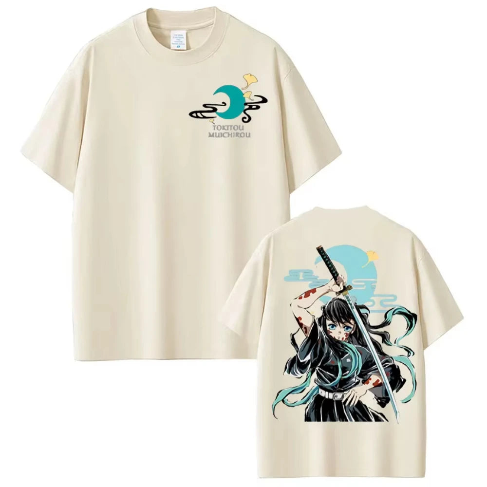 Anime Muichiro Tokito Graphic Print T-Shirt Men's Women Aesthetic Fashion Clothing T-shirt Casual Cozy Cotton Oversized T Shirts