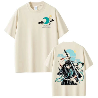 Anime Muichiro Tokito Graphic Print T-Shirt Men's Women Aesthetic Fashion Clothing T-shirt Casual Cozy Cotton Oversized T Shirts