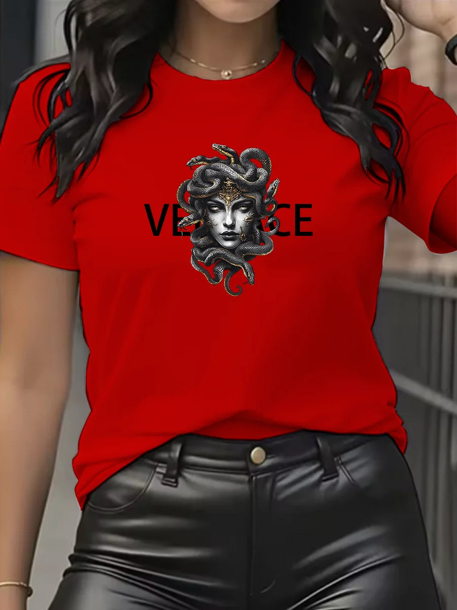 New Women's Luxury T-shirt High quality cotton casual T-shirt Summer Women's designer short sleeve retro trendy T-shirt T-shirt