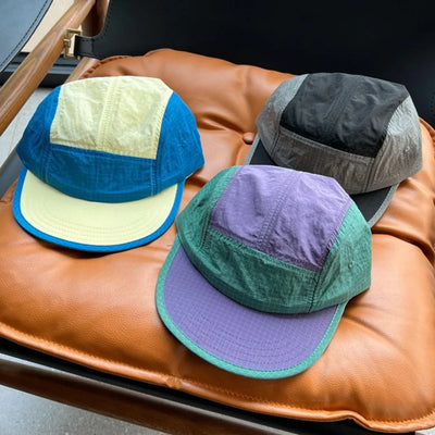 Casual Japanese Style Splicing Baseball Cap Quick-drying Adjustable Sunshade Cap Thin 5-Panel Sun Visor Cap Unisex