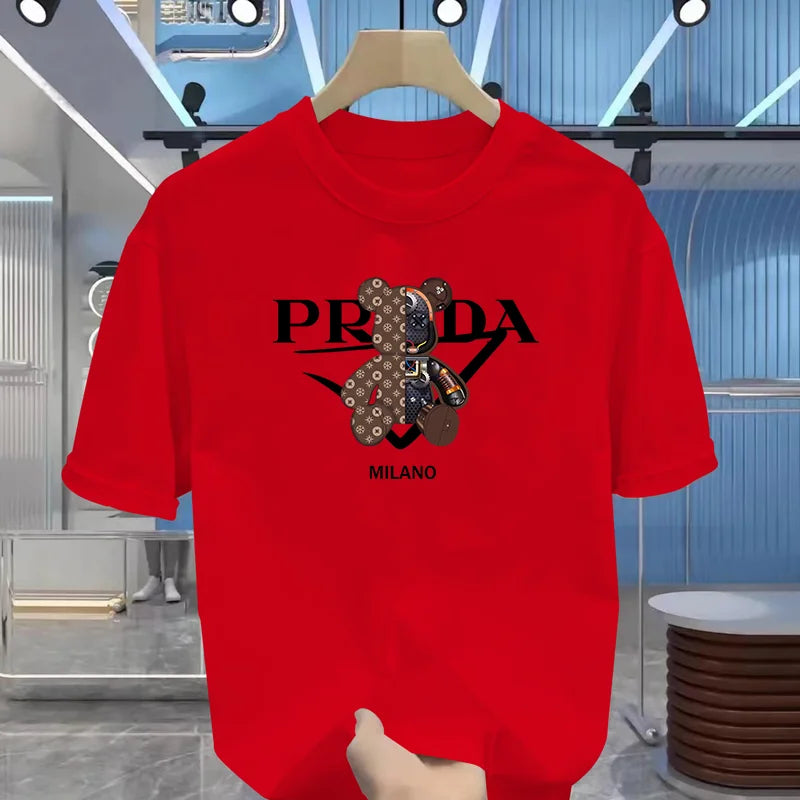 Men's luxurious printed summer high-quality T-shirt 100% pure cotton, relaxed and loose fit, stylish and unique, round neckline