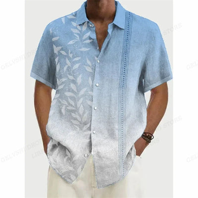 Summer Fashion Men's Hawaiian Shirts Coconut Tree Lapel Camisas Short Sleeve Shirt Floral Blouse Turn Over Collar Clothes Male