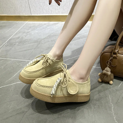 AIYUQI Genuine Leather Women's Shoes 2025 New Flat Non-slip  Derby Female Shoes Large size Lace-up Loafers For Women