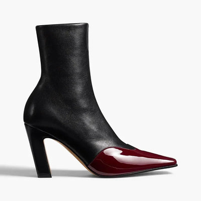 Leather Patchwork Sewing Ankle Boots Sexy Square Toe Zipper Thin Heel Accept Customized New Arrivals Fashion Women Boots