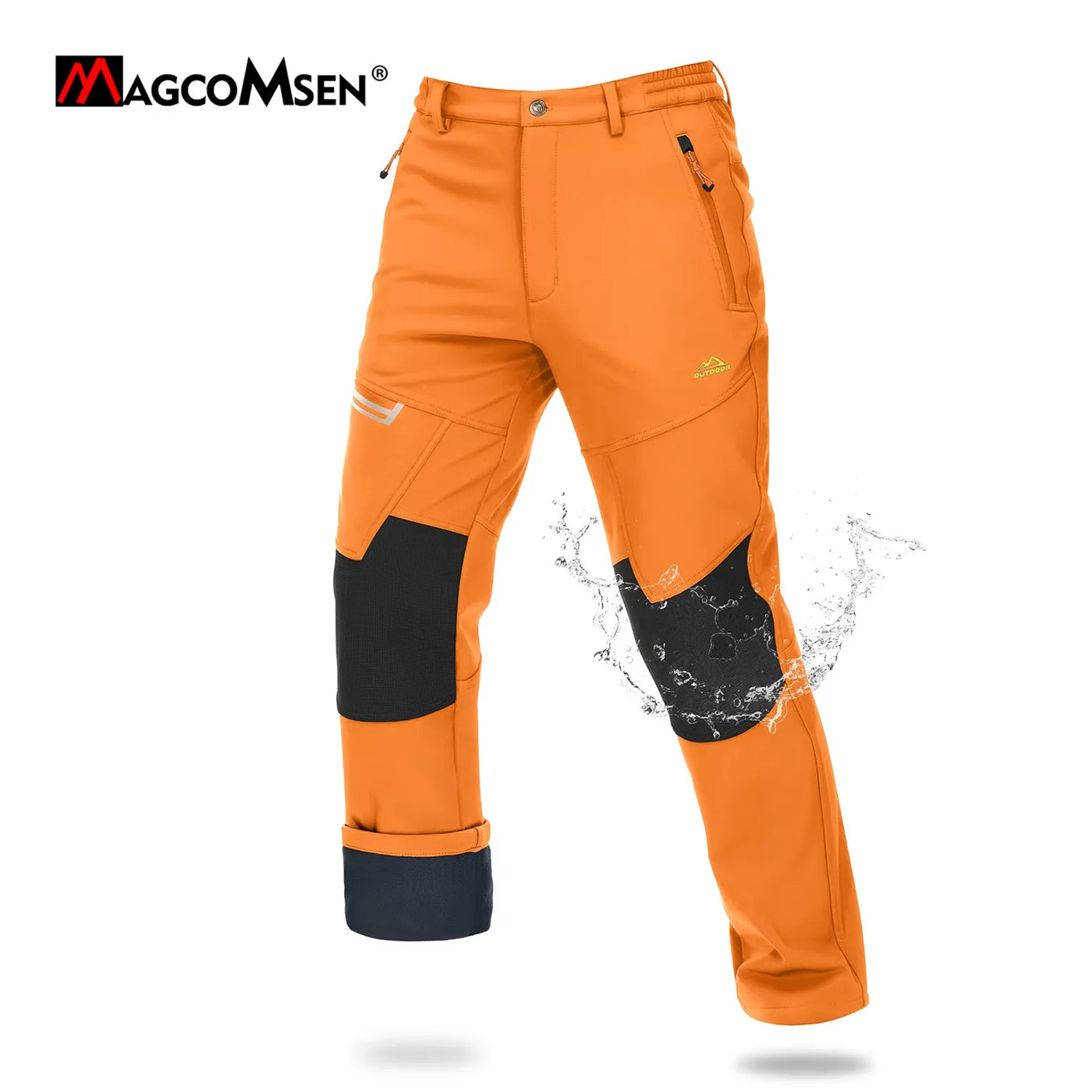 MAGCOMSEN Softshell Ski Pants Mens Winter Warm Fleece Lined Snow Trousers Waterproof Windproof Hiking Outdoor Thermal Pants