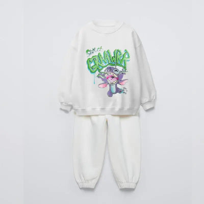 Autumn Costume Kids New Design Sweatshirts+Pants 2Piece Set Outer Wear Cartoon Printed Tops Trousers Baby Long-sleeved Suits
