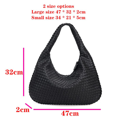 2025 Trendy Woven Hobo Bag for Women Vegan Leather Handmade Tote Handbag Fashion Large Capacity All-Match Shoulder Underarm Bags