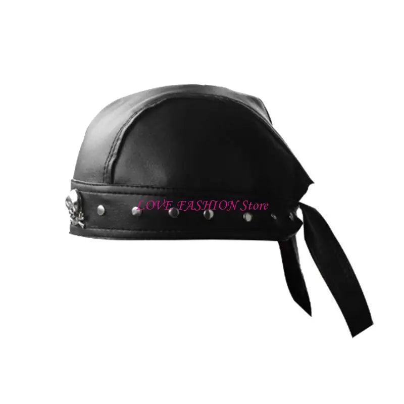 Hip Hop Grunge Photo Props Skull Durag for Dating Photography Cabbie Headwear Rivet Studded Hat Y166