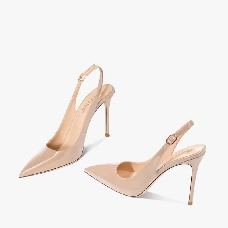 Sexy ultra-high heels pointed sandals elegant summer patent leather suspender high heels trendy dress banquet women's shoes