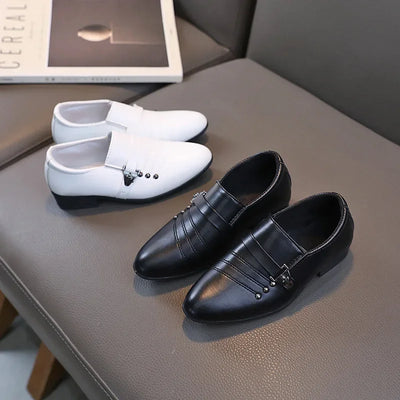 Spring Autumn Boy Leather Shoe Fashion Causal Children's Slip-on Loafers Versatile Kids Formal Students Performance Black Shoes