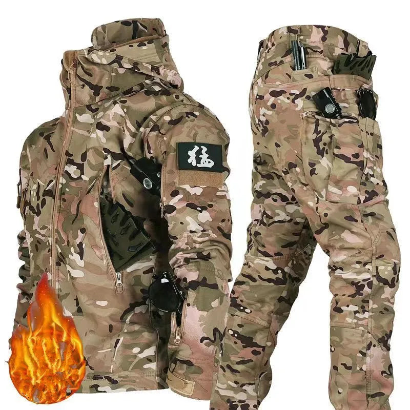 5XL 6XL Low Price Sale of Men's Outdoor New Soft Shell Waterproof and Cut Resistant Thick Wool Fleece Multi Pocket Tactical Set