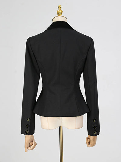 VGH Chic Simming Two Piece Set for Women Lapel Long Sleeve Patchwork Metal Buckle Tunic Coat Long Trousers Outfits Female New