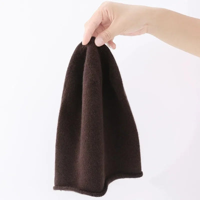 High Quality Pure Cashmere Hat Men Women Autumn Winter Warm Knit Curled Cold Wool Cap Male Casual Classic Solid Beanie Couple