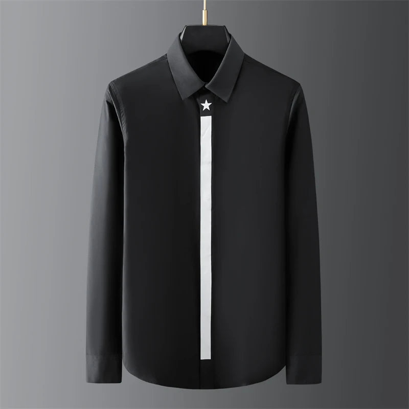 High-end men's shirt printed men's shirt long-sleeved lapel shirt daily outdoor shopping comfortable fabric large size xs-6xl