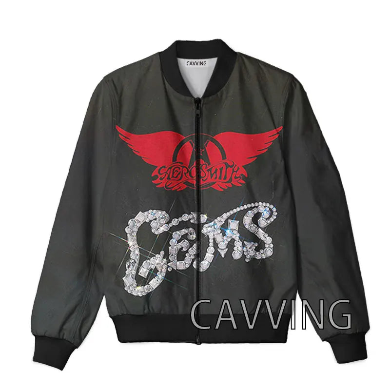 New Fashion Women/Men's 3D Print  Aerosmith Band  Zipper Bomber Jackets Men Overcoat Mens Coat Zip Up Jackets  01